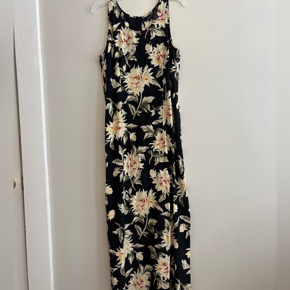 Y2K‎ Silk Fairycore Black Floral Whimsical Set Maxi dress Button Down Top Large - Picture 10 of 11